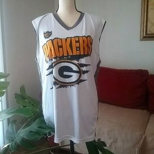 Reversible Green Bay Packers White & Gray Tank-Top Jersey  Size M.